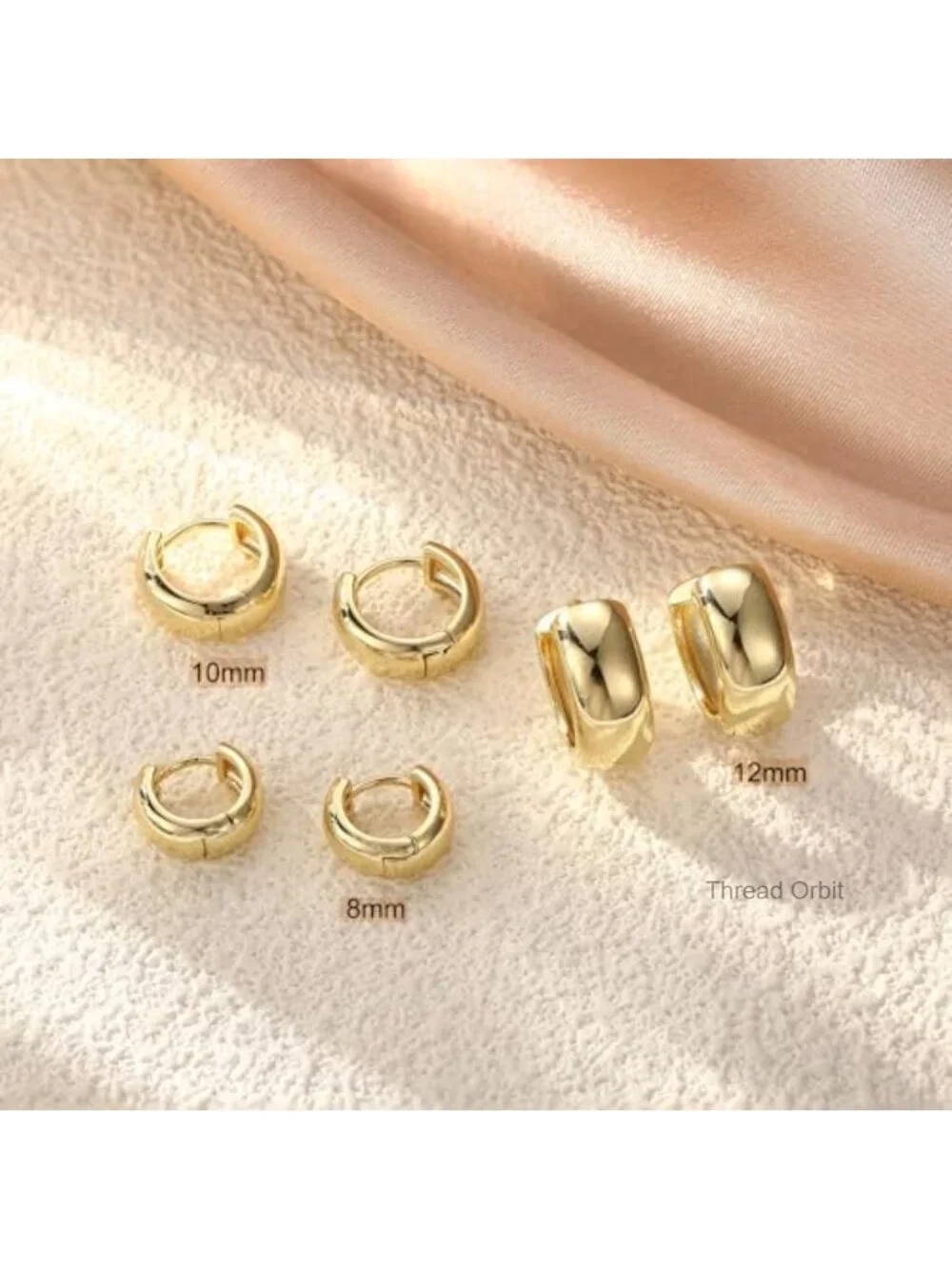 3 Pair Hypoallergenic 14K Gold Plated Chunky Hoop Earrings Set for Sensitive